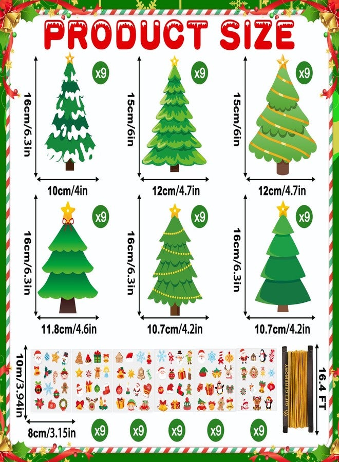 JULBEAR 54 Pcs Christmas Tree Crafts for Kids, DIY Xmas Tree Hanging Ornaments with Stickers Kits for Home Classroom Game Activities Party Favors Holiday Decoration Making - Image 2